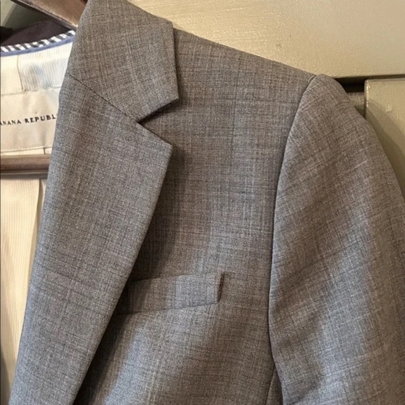 Banana Republic Stretch Wool Blazer Jacket Gray 2 Button Front Pockets Size 8 - Picture 4 of 7